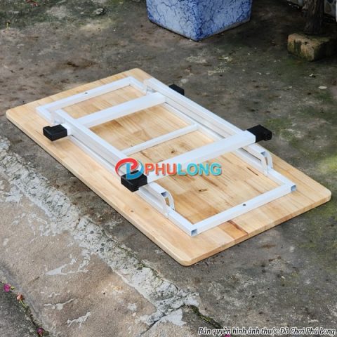 Bàn gỗ chân gấp đa năng, mặt gỗ cao su tự nhiên và chân sắt gập gọn