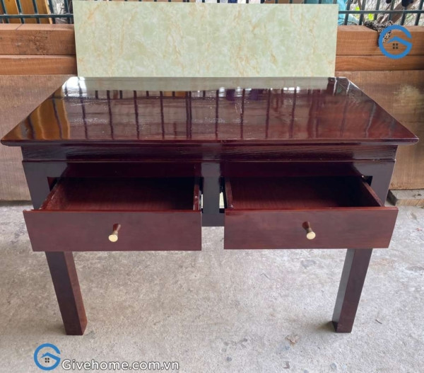 Bàn gỗ để mâm cơm cúng có hai ngăn kéo tiện ích