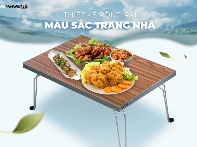 Bàn gỗ gấp gọn thông minh màu trắng trong phòng khách
