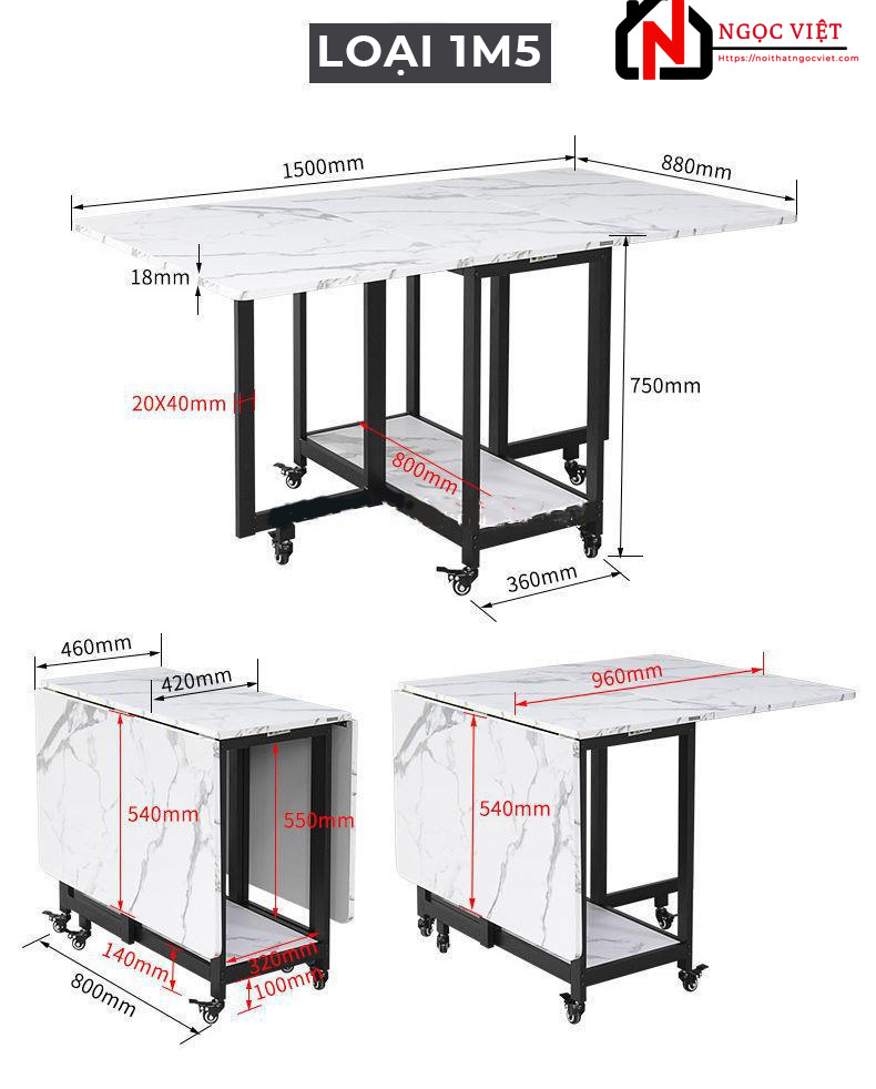 Bàn gỗ gấp thông minh cho 4 ghế