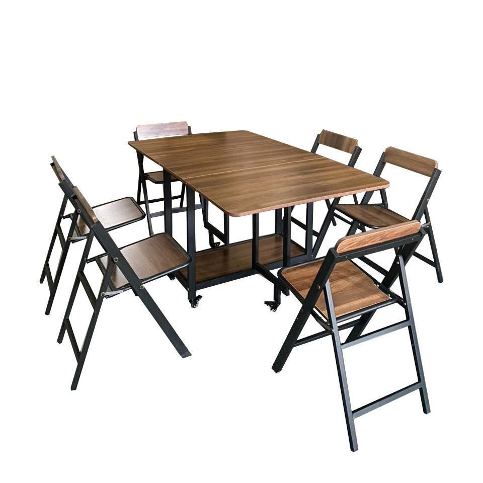 Bàn gỗ gấp thông minh màu nâu vân gỗ