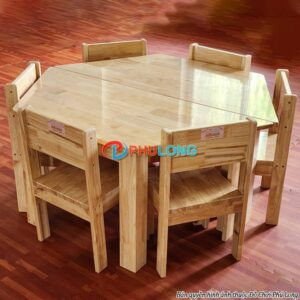Bàn gỗ mầm non hình thang kết hợp tạo không gian học tập linh hoạt