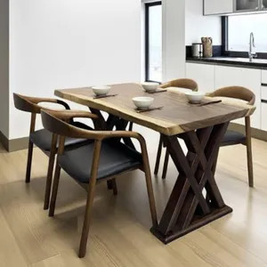 Bàn gỗ me tây 4 ghế neva có tay