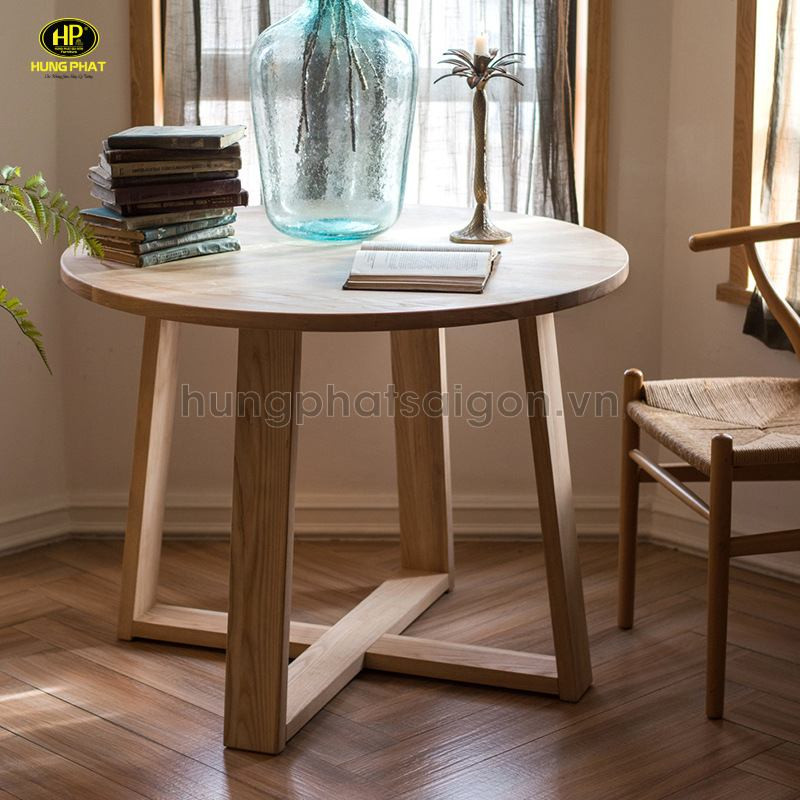 Bàn gỗ mini đẹp hình tròn cho không gian hiện đại