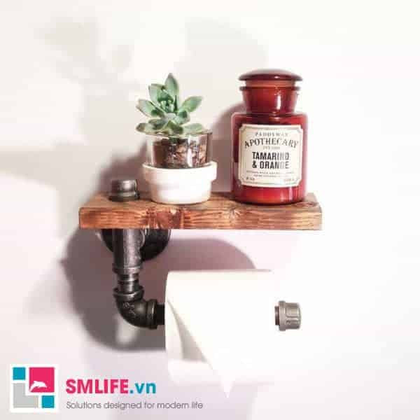 Bàn gỗ phòng tắm hiện đại với cây xanh