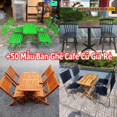 Bàn gỗ xếp gọn thanh lý kết hợp ghế gấp cho quán cà phê hiện đại
