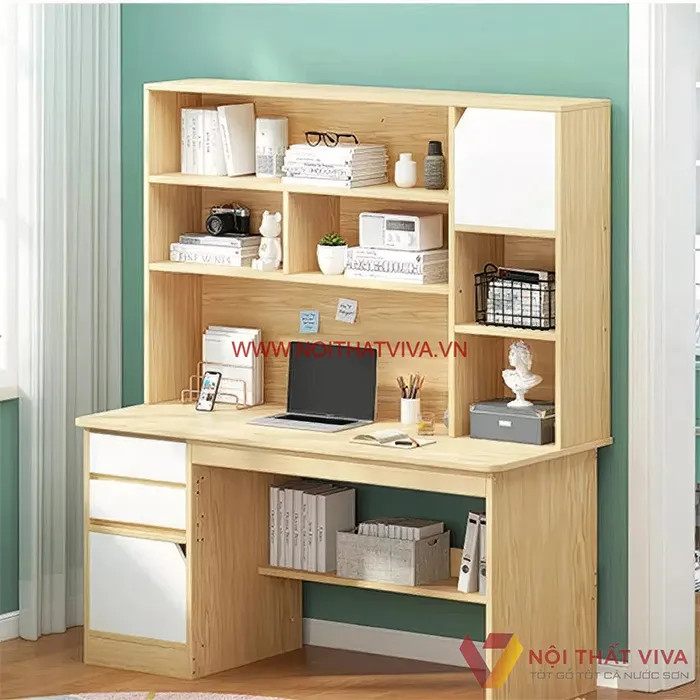 Bàn học gỗ công nghiệp có giá sách vừa tầm sử dụng