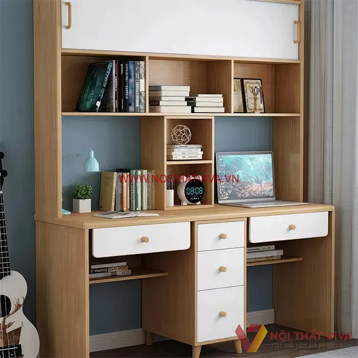 Bàn học gỗ công nghiệp đôi đẹp cho hai bé