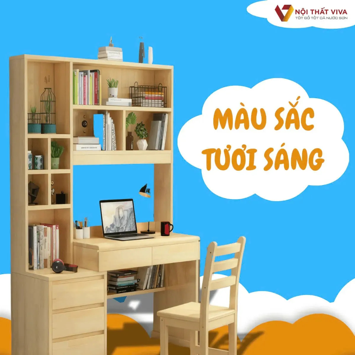 Bàn học gỗ công nghiệp nhiều kiểu dáng và màu sắc
