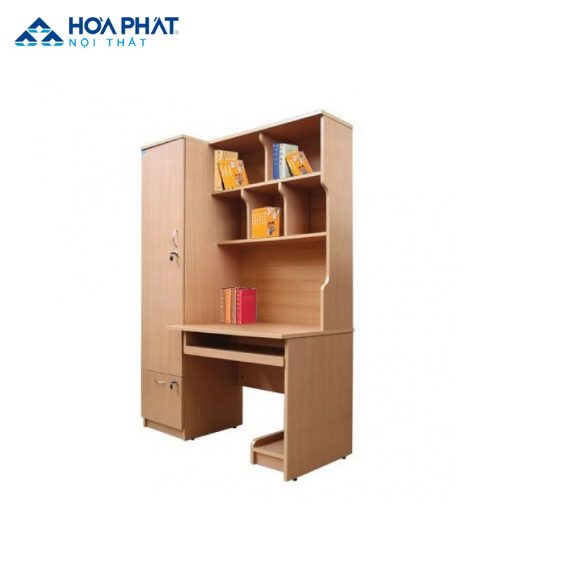Bàn học sinh BK406 của Hòa Phát với giá sách và ngăn kéo lưu trữ đồ dùng