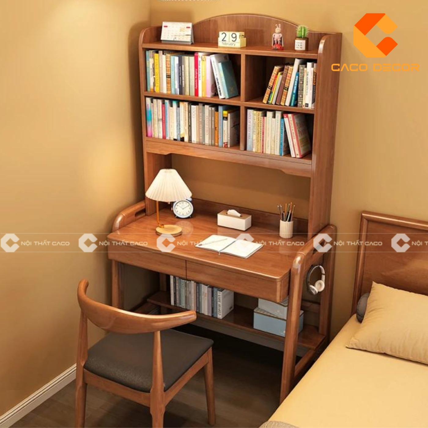 Bàn học sinh cấp 2 tại nhà bằng gỗ tự nhiên nhỏ gọn