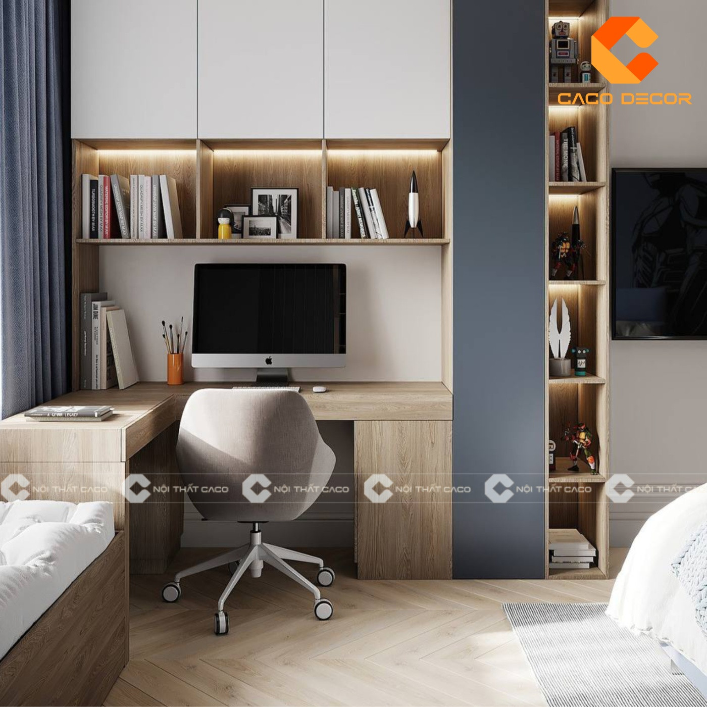 Bàn học sinh cấp 2 tại nhà thiết kế chữ L