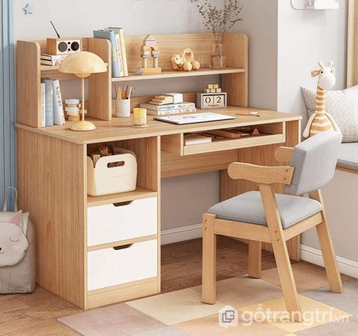 Bàn học sinh cấp 3 với thiết kế hiện đại, nhiều ngăn tiện lợi.