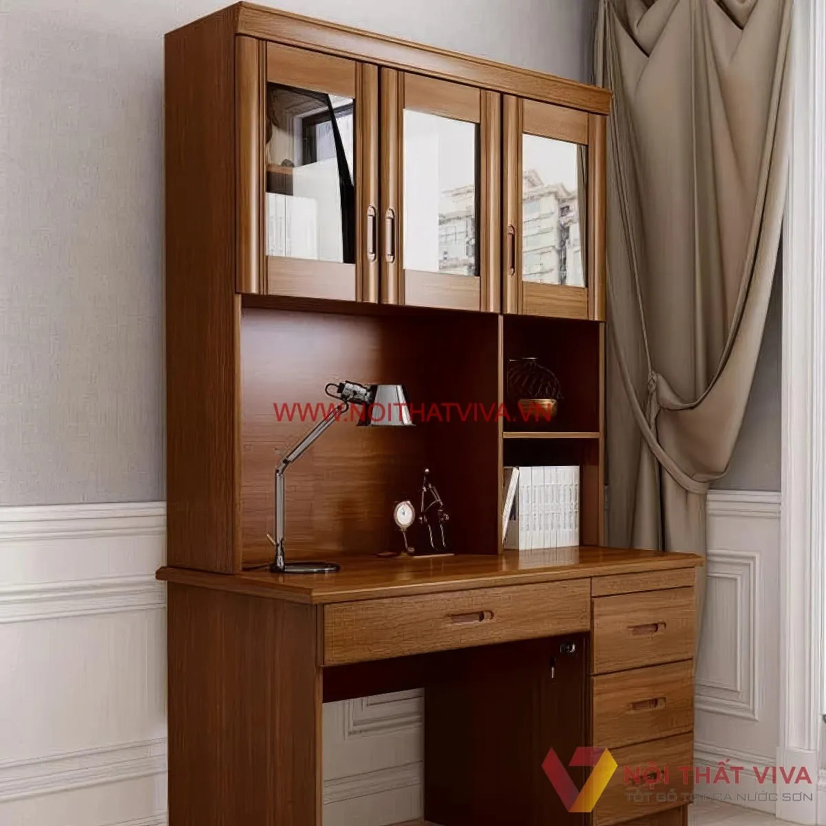 bàn học sinh gỗ óc chó tự nhiên có vân gỗ độc đáo