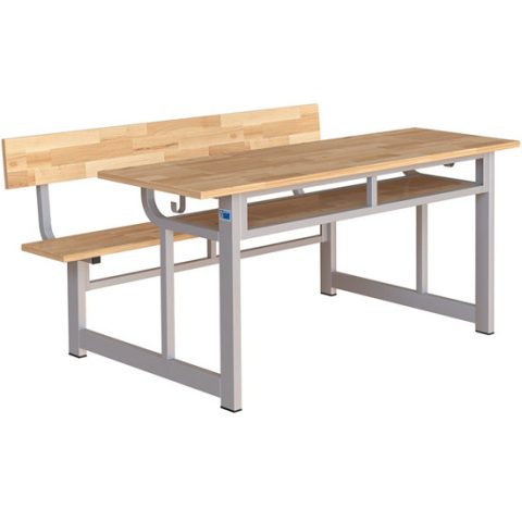Bàn học sinh liền ghế khung thép mặt gỗ