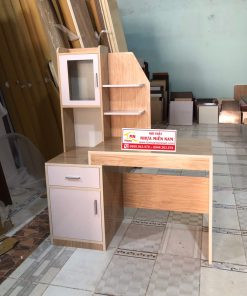 Bàn học và bàn máy tính nhựa Đài Loan có kệ sách tiện lợi
