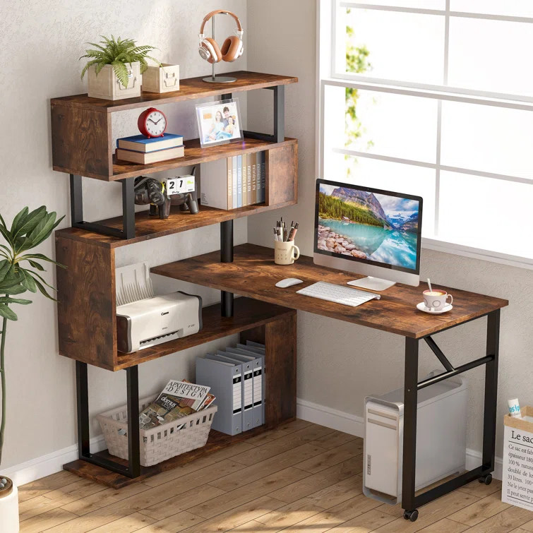 Bàn học với 5 tầng kệ sách