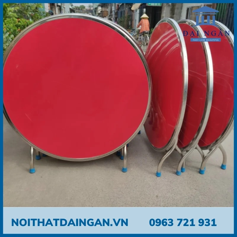Bàn inox tròn 304 chân liền