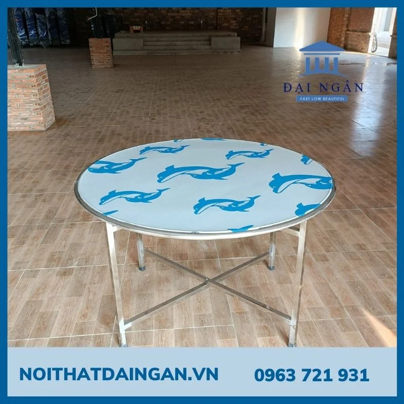 Bàn inox tròn chân rời 1m2
