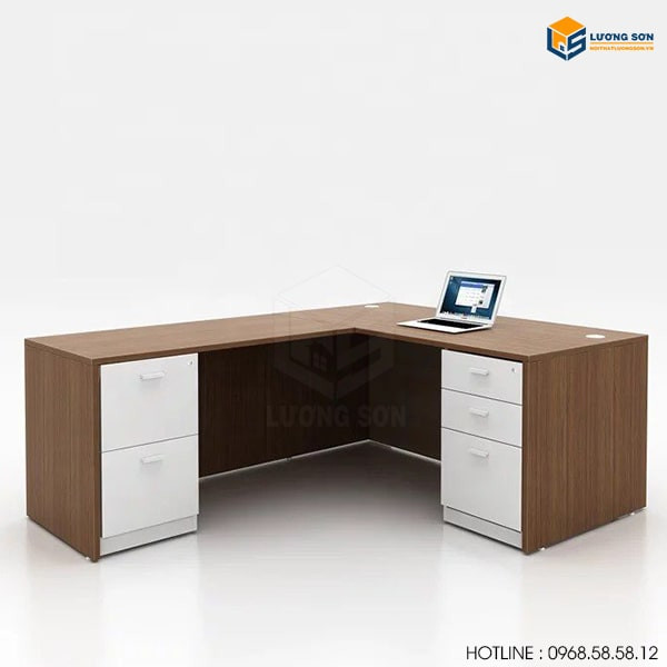 Bàn làm việc 1200x600 chữ L với hộc tủ