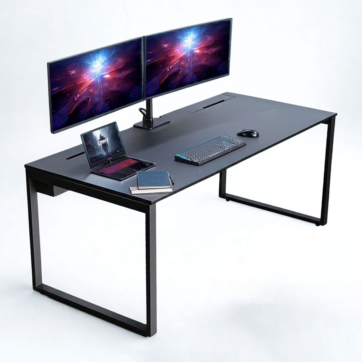 Bàn làm việc 1m5 với thiết kế hiện đại, tích hợp hộp điện tiện lợi, tối ưu cho người dùng công nghệ.