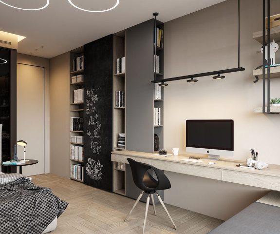 Bàn làm việc cạnh cửa sổ nhỏ gọn