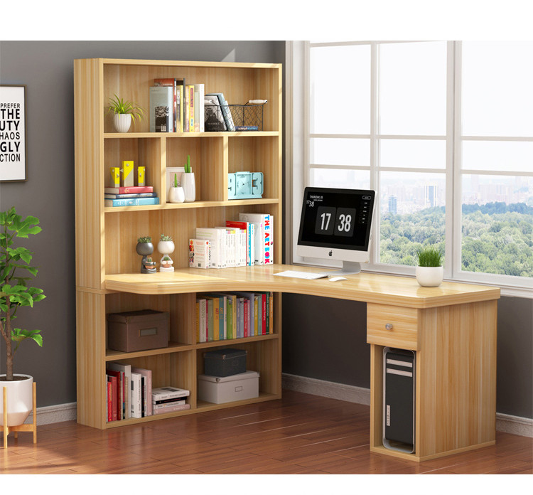 Bàn làm việc chữ L liền giá sách tối ưu không gian