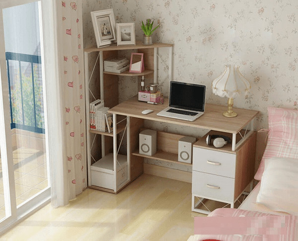 Bàn làm việc có kệ sách gỗ đa năng với nhiều ngăn lưu trữ