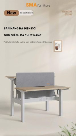 Bàn làm việc đôi hiện đại màu trắng trong văn phòng