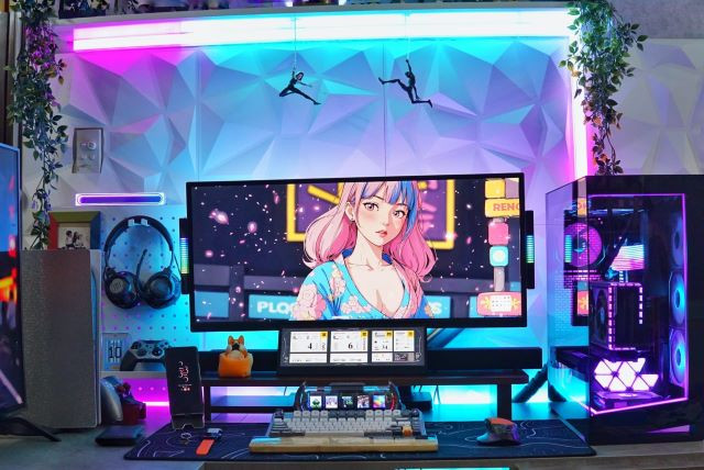Bàn làm việc gaming sắc tím