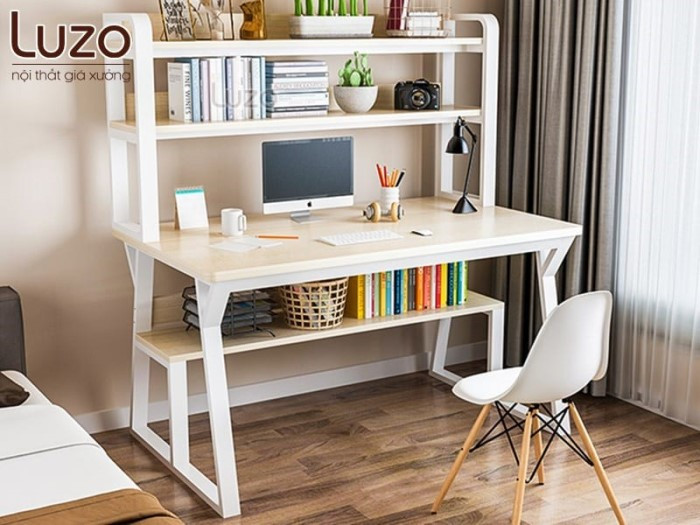 Bàn làm việc gỗ MDF có kệ sách
