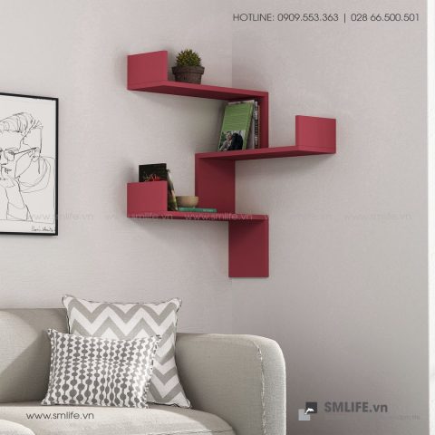 Bàn làm việc gỗ với kệ tích hợp