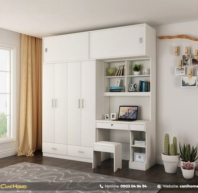 Bàn làm việc kèm tủ phong cách hiện đại cho không gian nhỏ