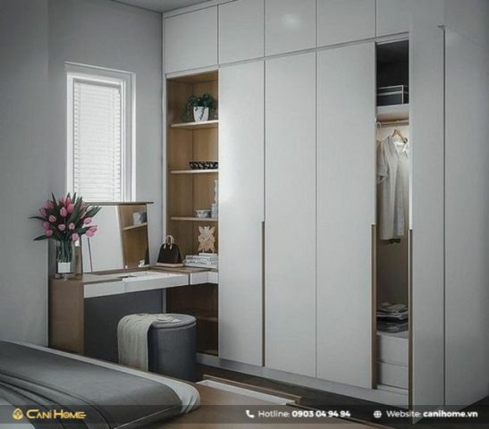 Bàn làm việc kèm tủ quần áo thiết kế hiện đại, tối ưu không gian