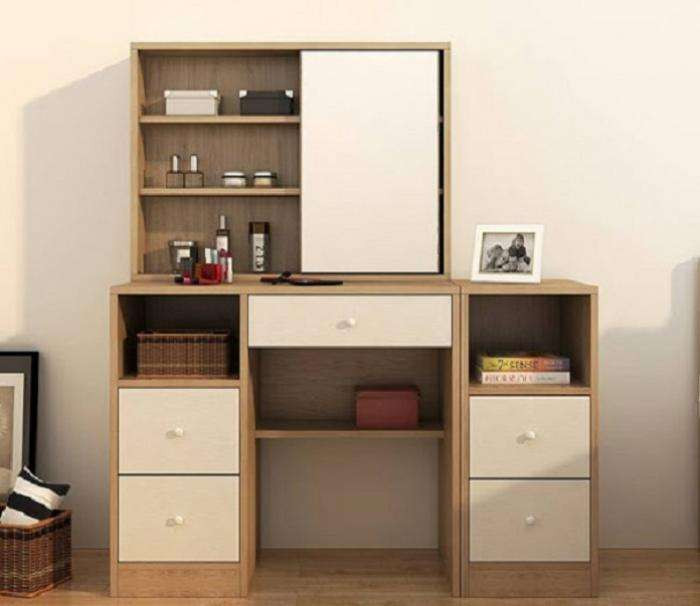 Bàn làm việc kết hợp bàn phấn cánh trượt kết hợp hệ tủ rời dễ dàng biến hóa thành bàn làm việc rộng rãi