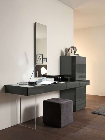 Bàn làm việc kết hợp bàn phấn gỗ công nghiệp phủ acrylic sang trọng