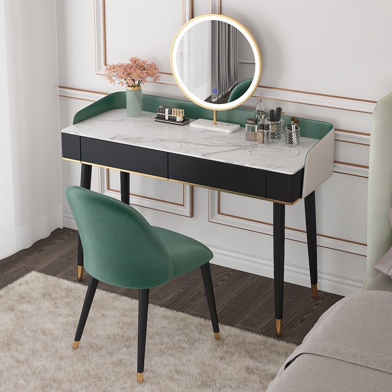 Bàn làm việc kết hợp bàn phấn phong cách luxury mặt bàn lớn thuận tiện khi làm việc