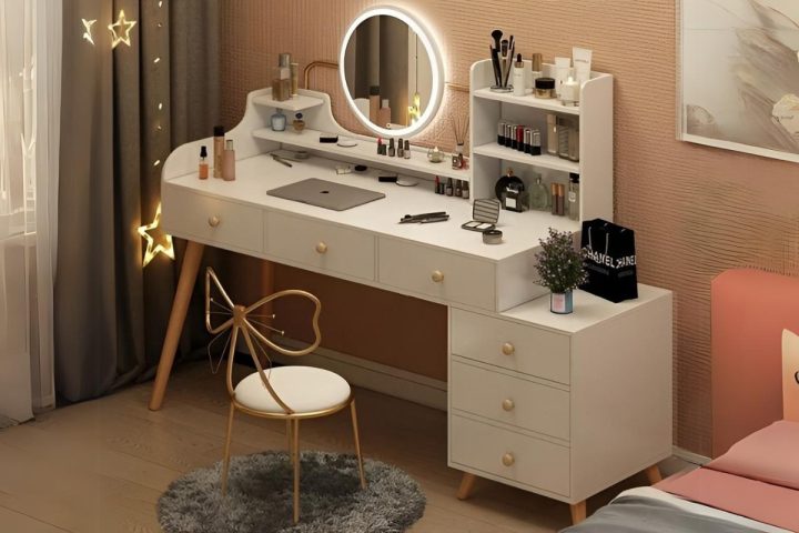 Bàn làm việc kết hợp trang điểm tphcm: Đặc điểm thiết kế thông minh cho căn hộ hiện đại.