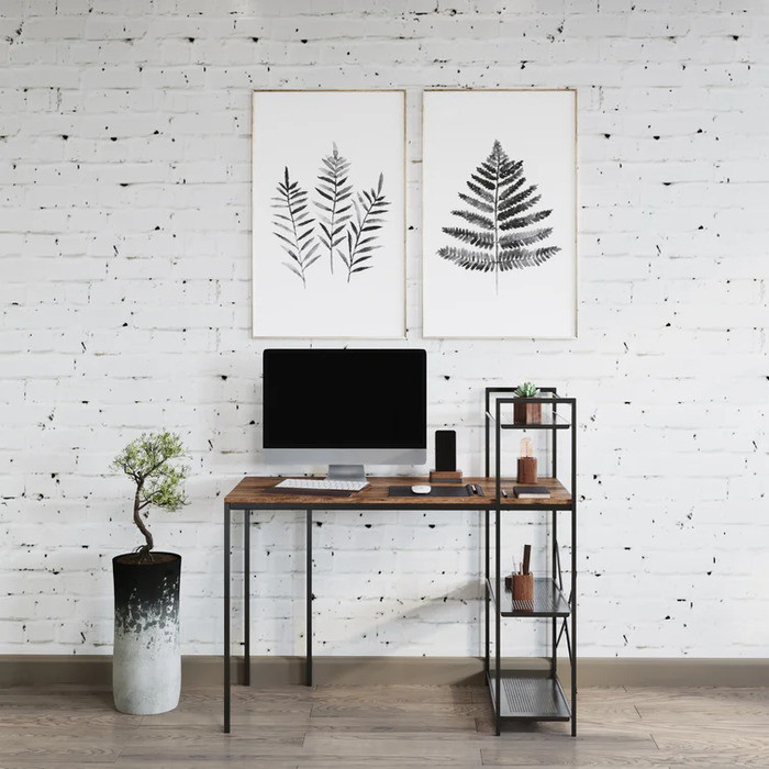 Bàn làm việc liền kệ sách tiện dụng tối ưu không gian