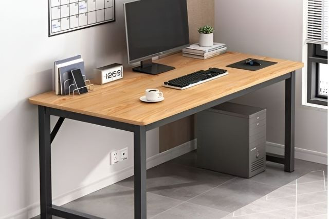 Bàn làm việc mặt gỗ chân sắt
