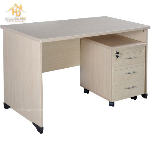 Bàn làm việc màu trắng tích hợp tủ nhỏ