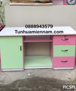 Bàn máy tính nhựa Đài Loan với ngăn kéo và hộc tủ lớn