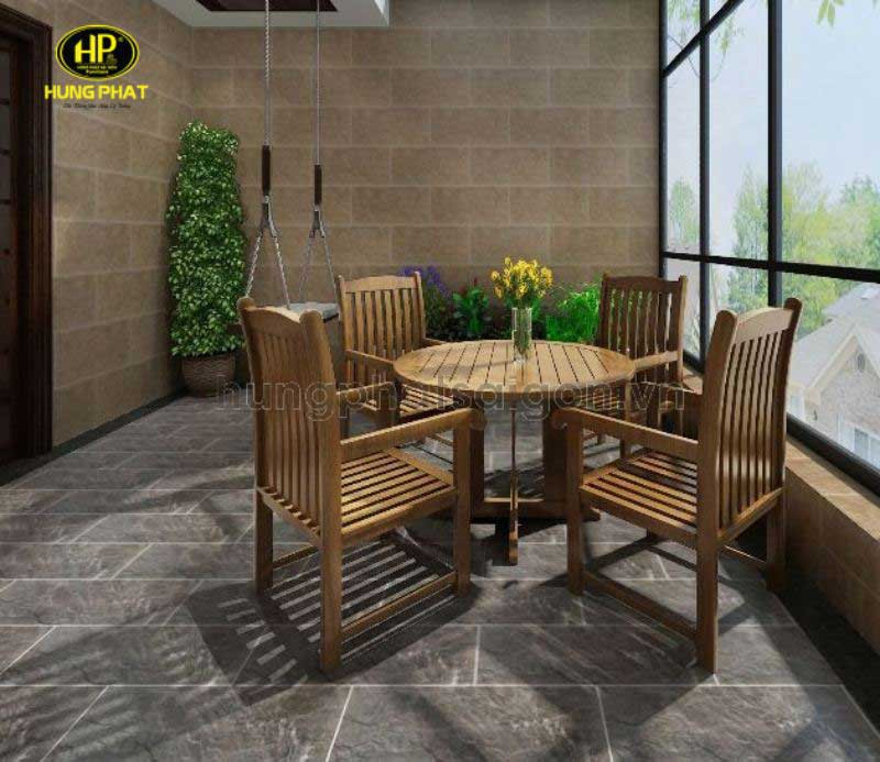 Bàn trà gỗ tự nhiên ngoài trời đẹp