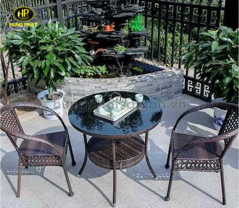 Bàn trà sofa nhựa giả mây
