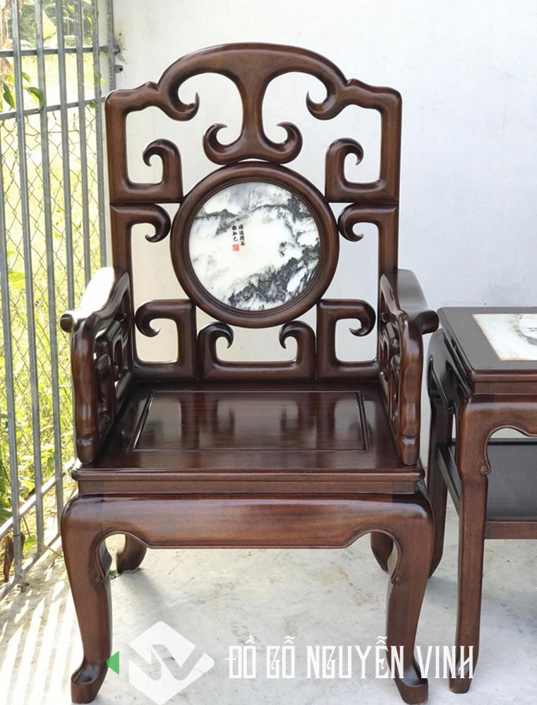 Bàn trà và ghế đơn gỗ gụ