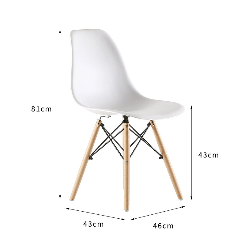 Bản vẽ kích thước chi tiết ghế nhựa chân gỗ Eames