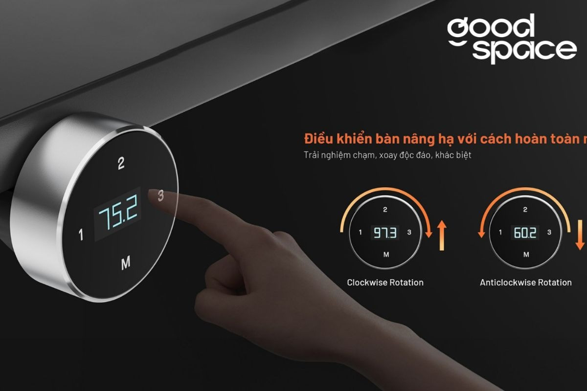 Bảng điều khiển xoay chạm thông minh trên bàn nâng hạ HyperWork ATLAS