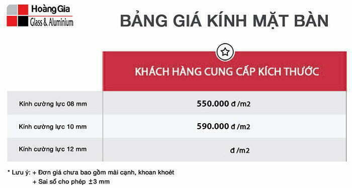 Bảng giá dịch vụ cắt kính bàn ăn Hà Nội cập nhật.