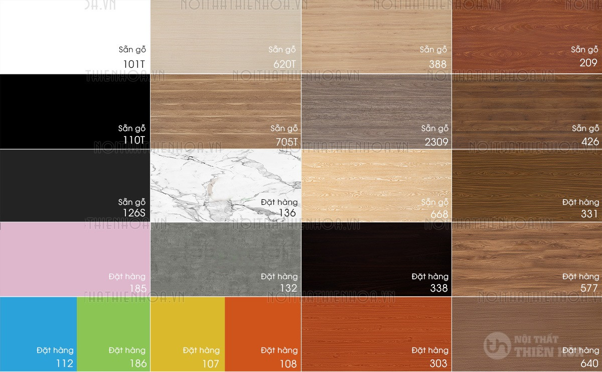 bảng mã vân gỗ melamine và laminate cho tủ để bàn làm việc