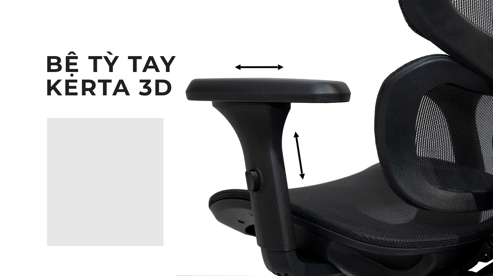 Bệ tỳ tay Kerta 3D điều chỉnh linh hoạt trên ghế công thái học FortisChair